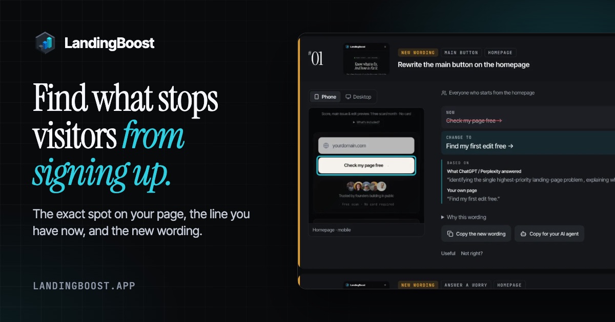 I built a free tool that finds what stops signups on your landing page, then re-checks it every day